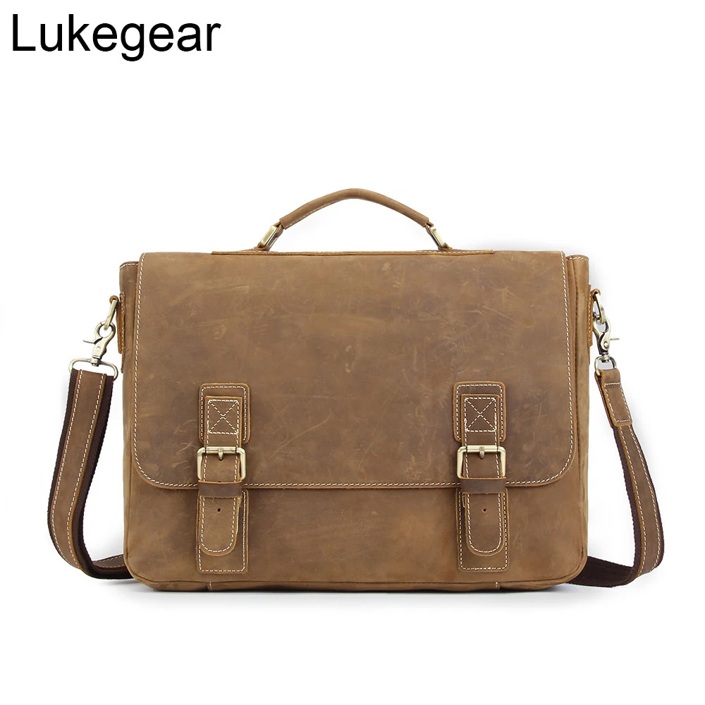 Lukegear мужские сумки мессенджеры для ноутбука из натуральной кожи ручной работы