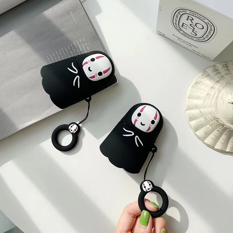 Spirited Away Japanese Anime Kaonashi Bluetooth Wireless EarphoneNo Face Man Faceless Earphone Cases For Apple Airpods 1 2 case