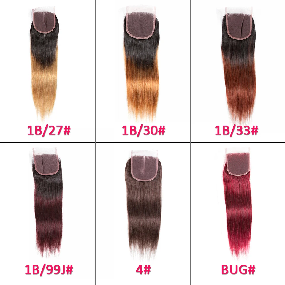 Miss Rola Brasilianisches Glattes Echthaar, Weben mit Spitzenverschlüssen, 3 Bündel mit 4 x 4-Verschluss, Ombre 1B27, 1B30, 1B99, Remy-Haar – Detail 10