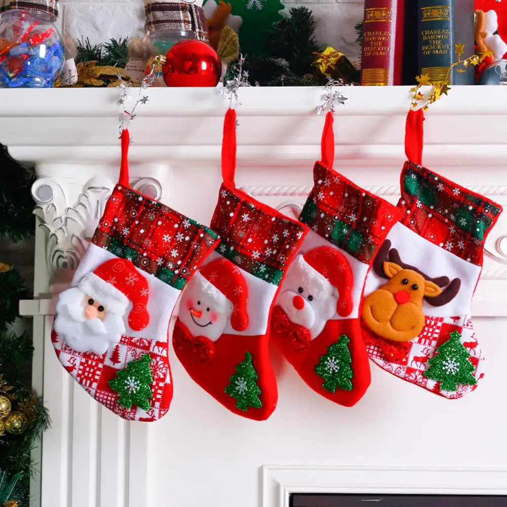 

Christmas Santa Snowman Sock Stocking Xmas Tree Window Hanging Pendant Gift Decor Bag Decoration Party Favors Candies Bag