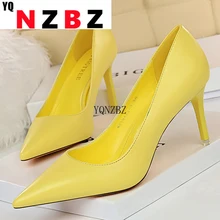 

2022 Sweet Women 7.5cm 10.5cm High Heels Stripper Pumps Elegant Yellow Blue Stiletto Heels Lady Escarpins Wedding Shoes Big Size