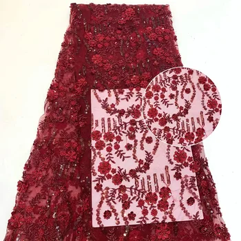 

French Tulle Lace African Dress Fabric AZX21 High quality tubes and sequins pattern Hot sale most popular French net lace fabric