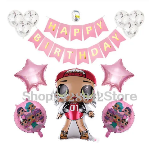 Pink combination-6 С Днем Рождения большой сюрприз Кукла форма шары 18 дюймов звезда куклы для ребенка душ украшения для девочек шар Декор globos - Цвет: Pink combination-6