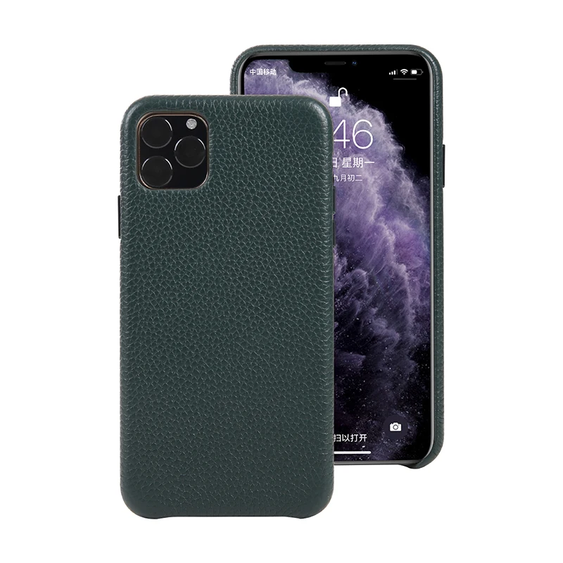 Официальный стиль чехол из натуральной кожи для Apple iPhone 11/Pro/Max металлическая кнопка громкости полная Защита задняя крышка чехол - Цвет: Зеленый