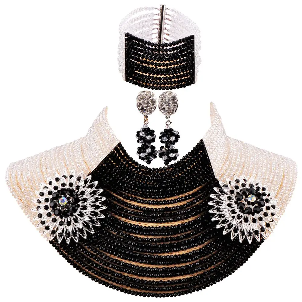strand colar de cristal grânulo conjunto de jóias de casamento africano