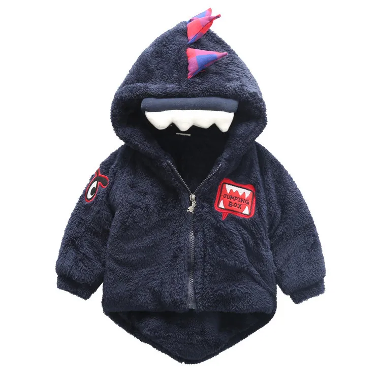 Зимнее хлопковое пальто для маленьких девочек 1, 2, 3, 4 лет, хлопковые куртки для мальчиков, детское бархатное пальто из хлопка с рисунком динозавра для малышей