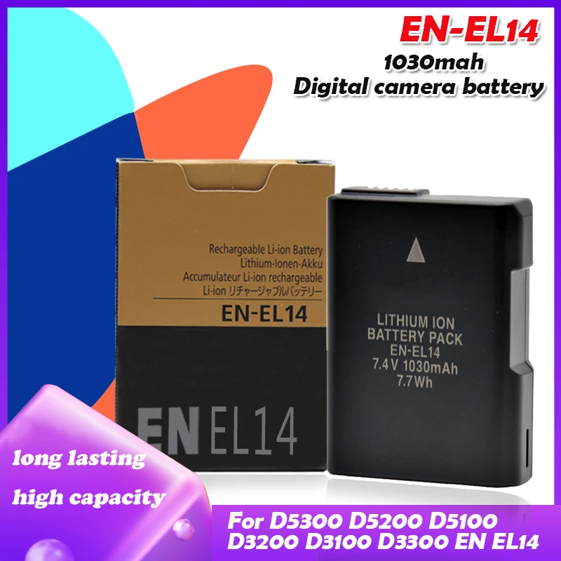 Аккумулятор ENEL14 7 4 В 1030 мА · ч EN-EL14 EN-EL14A для Nikon D5300 D5200 D5100 D3200 D3100 D3300 P7000 P7100 P2100 P7700 |