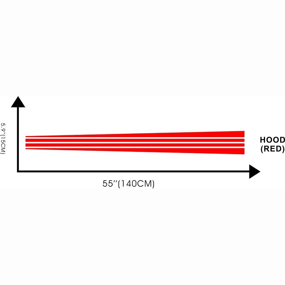 Car Racing Rally Stripes Red Hood Decals Vinyl Cool Graphics Accessories Front Stickers 140CM*15CM |