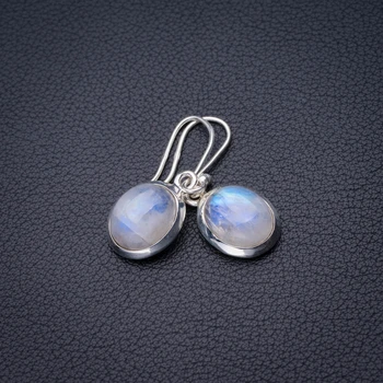

StarGems Natural Rainbow Moonstone Handmade 925 Sterling Silver Earrings 1.25" D6518