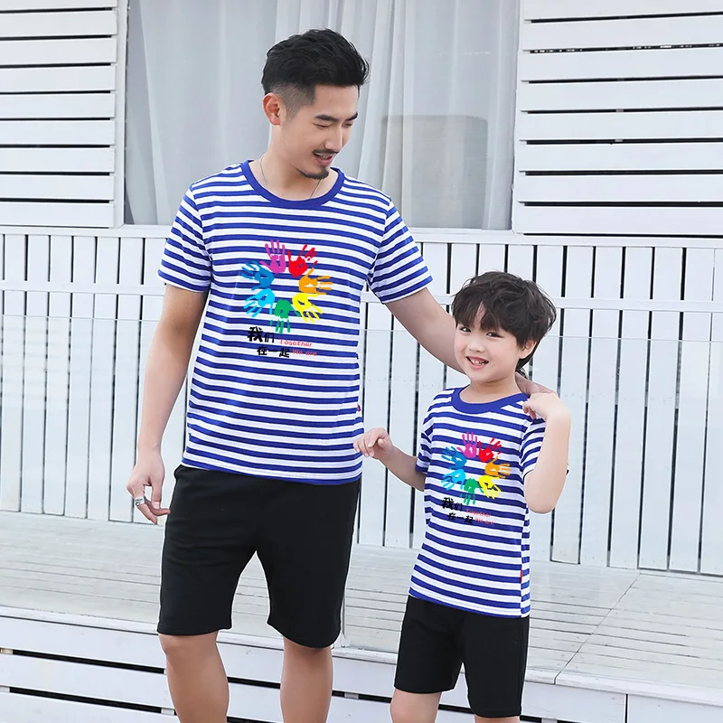 Одинаковые Семейные наряды для свадьбы, Kerst Kleding Happy family, футболка для сына, мамы, папы, в полоску, женские летние топы футболки для малышей девочек