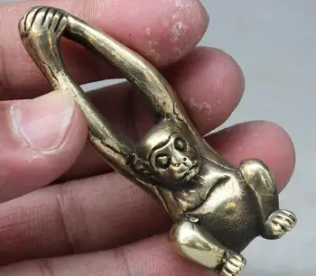 

Chinese Pure Copper Naughty Zodiac Monkey Amulet Statue Figurine Pendant