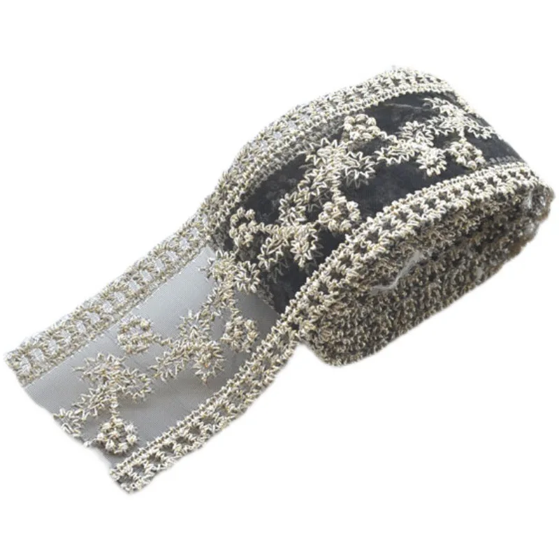 1Yard Embroidered Lace 4CM Wide Lace Trim Ribbon Diy Width African Fabrics Homemade Bow Hair AccessoriesCraft Fabric