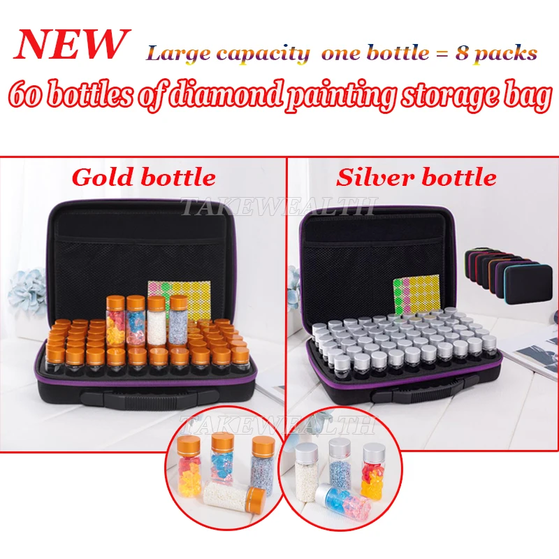 

new 60 bottle Diamond Painting Accessory Case Clear Plastic Beads Display Storage Box For Diamond Embroidery Cross Stitch Tools