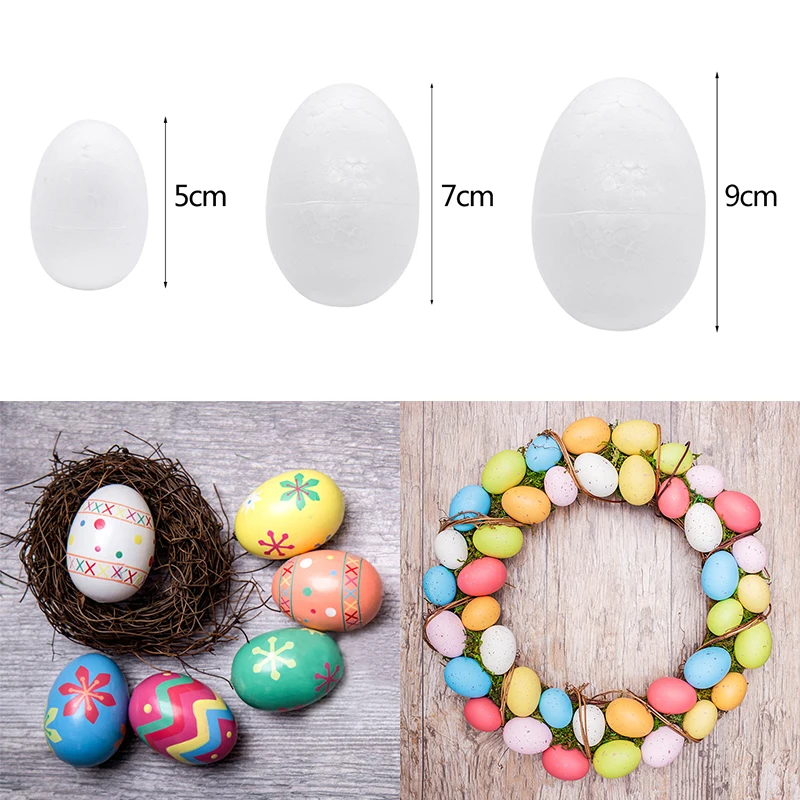 10pcs/lot 5/7/9cm Polystyrene Styrofoam Foam Egg Balls DIY Easter Eggs Ornament Handmade Material Kids Toys White Craft Supplies