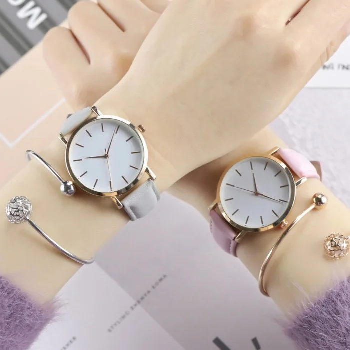 Quartz Watch Couple Watches Fashion Casual Electronic Watch with PU Leather Strap LL@17