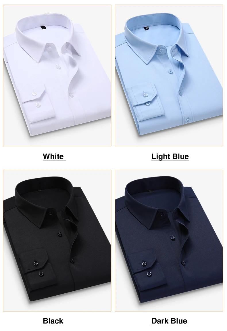 Plus Size 5XL 6XL 7XL Men Solid Color Business Shirt Fashion Casual Slim White Long Sleeve Shirt Male Brand Clothes