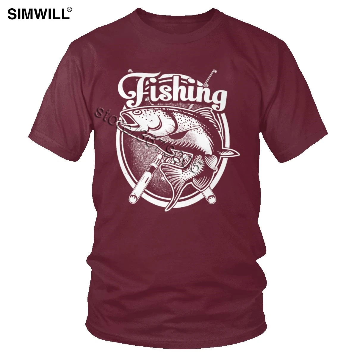 Classic Fish Just One More Cast I Promise T Shirt Funny Fishing Addiction T-shirt Short Sleeve Cotton Fisher Tee Trend Gift Tops - Цвет: Бургундия