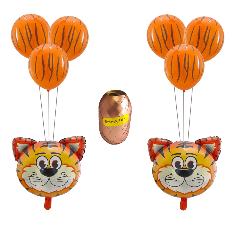tiger 9 шт джунгли воздушные шарики в виде животных Тигр Лев Обезьяна зебра жираф детский душ дети с днем рождения украшения для детских игрушек - Цвет: tiger