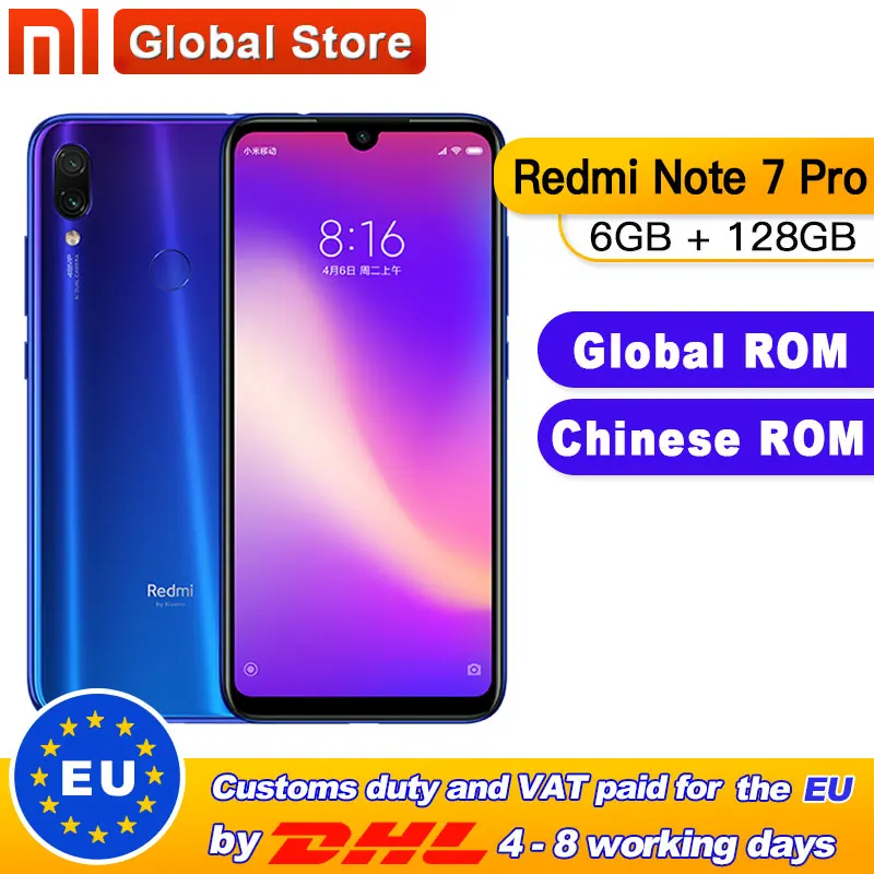 Телефон сотовый Xiaomi Redmi Note 7 Pro глобальная прошивка 6 ГБ 128 восьмиядерный процессор