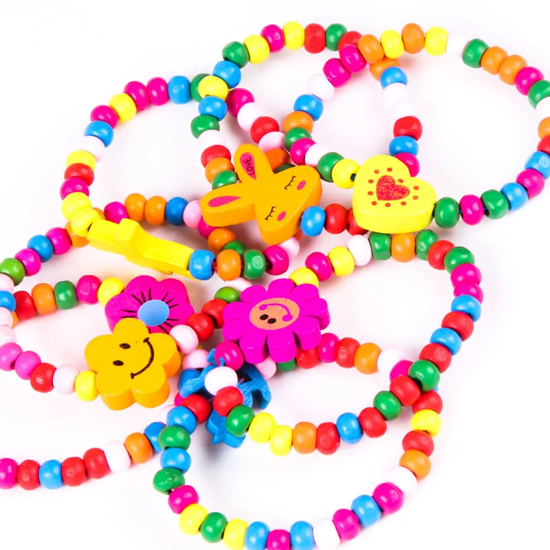 10 шт ручной работы цветной смешанный браслет животное мультфильм деревянные