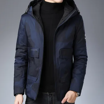 

New Mens Down Jacket Men Winter Coat Fashion Winter Warm White Duck Thick Down Jacket Hooded Winter Outerwear Jacket