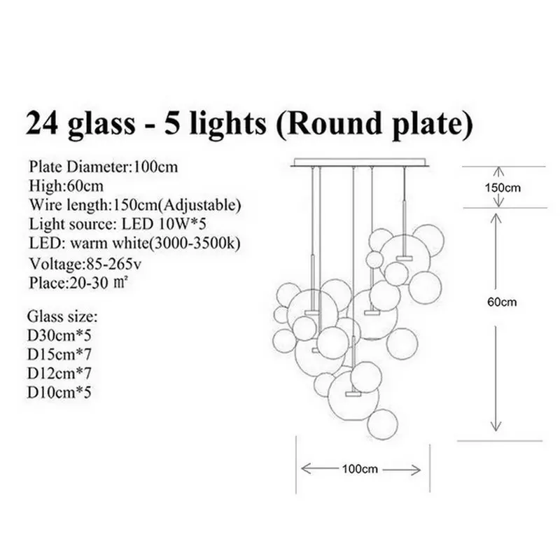 Современный Стеклянный подвесной блестящий дизайн светодиодный креативный Люстра для гостиной спальни Лофт кухни столовой современный декор - Цвет абажура: 24 glass Round plate