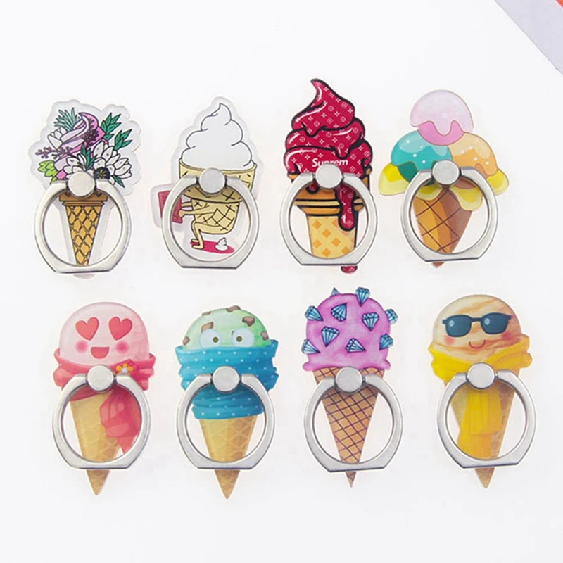 

UVR Mobile Phone Stand Holder Finger Ring Smartphone Cookie Candy Burger Food Holder Stand For All Phone
