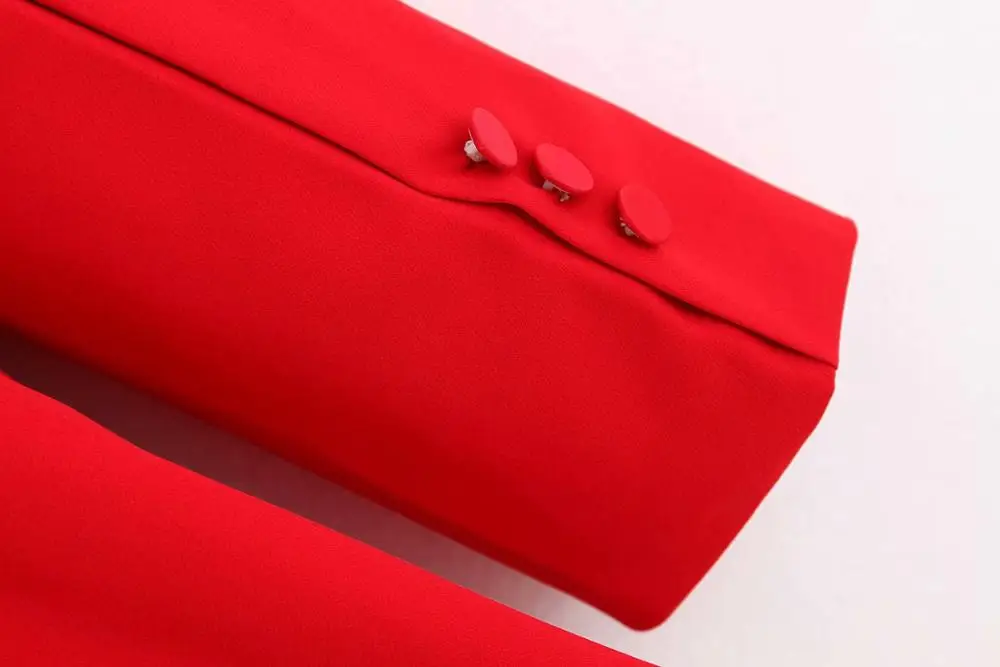 2019 Женский Осенний красный блейзер с длинными рукавами комплекты из двух