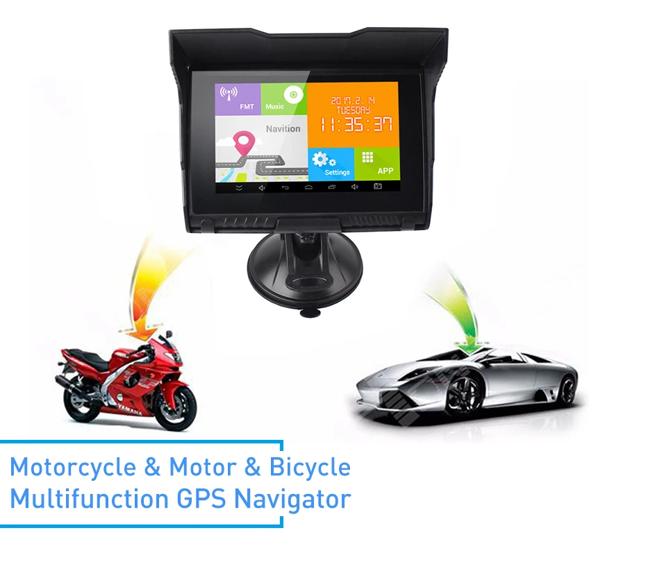 Android Fodsports 5 дюймов мотоцикл gps навигация IPX5 Водонепроницаемый Bluetooth Автомобильный мото gps навигатор 512 МБ ram 8G Flash карта