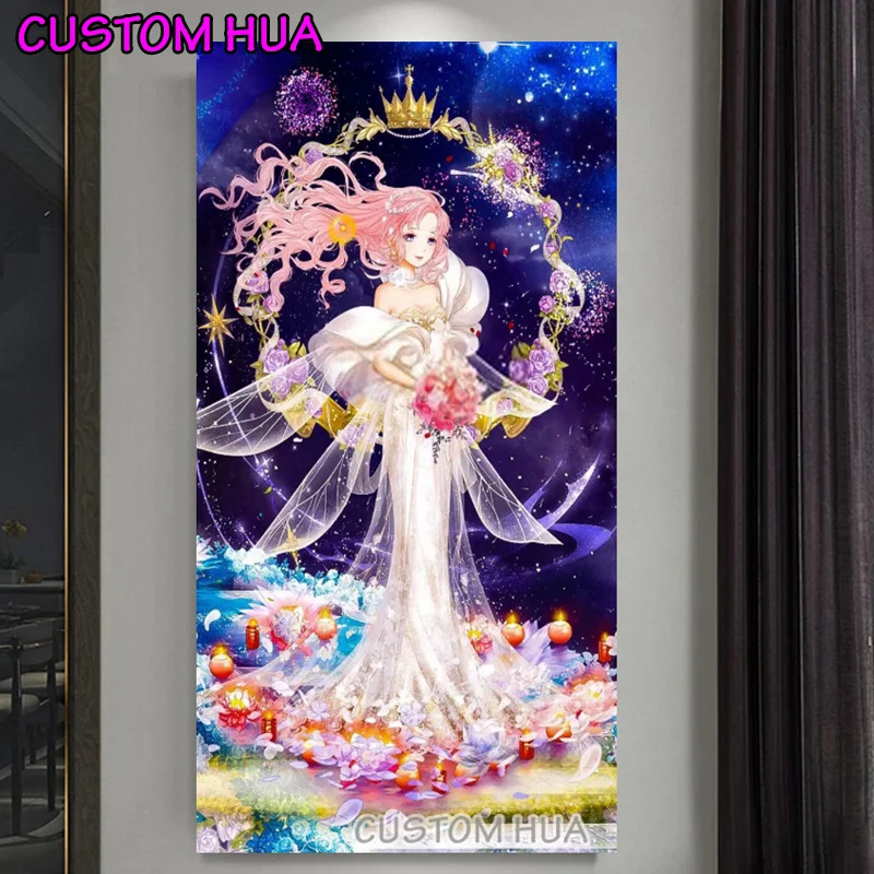 Diy Fantasy Princess Flower Diamond Painting Full Drill Embroidery Cross Stitch Kit Home Decor Nursery Kids Room TT6175 | Дом и сад