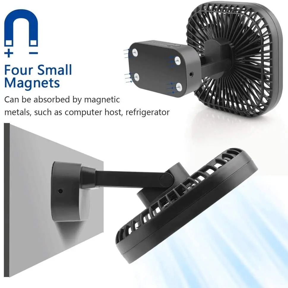 Ventilador de Bateria Ventilador com Temporizador Acampamento ao ar Mini Recarregável Forte Vento 3 Velocidade 7 Ventilador Folha Desktop Portátil Silencioso Escritório Livre Usb - Imagem 4