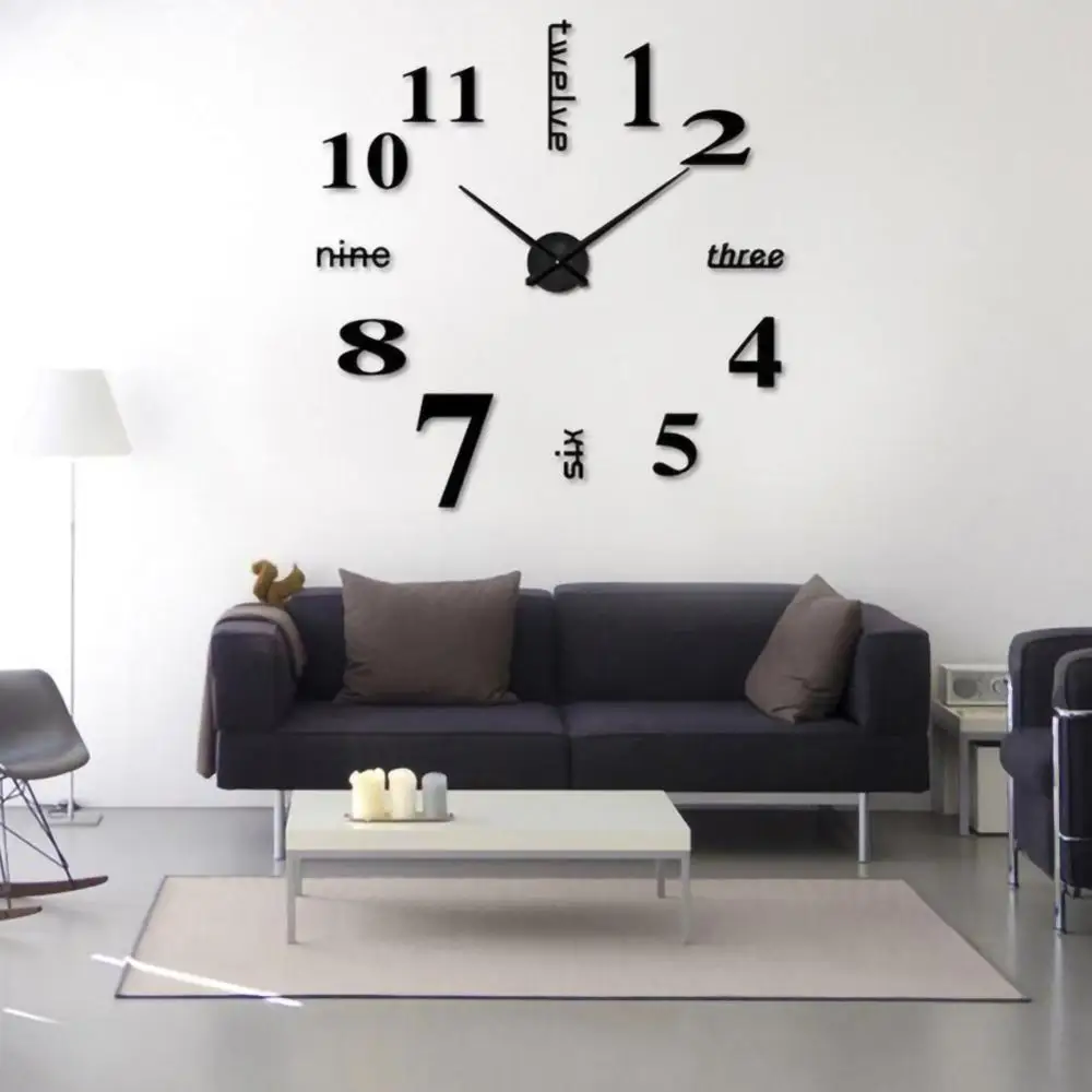New Arrival Wall Clock Classic Frameless DIY Wall Clock Design Clocks Fashion Mirror Sticker Living Room Decor