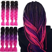 Парик, 24 дюйма, 100 г/упак. синтетические плетеные волосы для наращивания, длинные огромные косички, вязанные крючком волосы, объемные, фиолетовые, розовые, серые, голубые волосы
