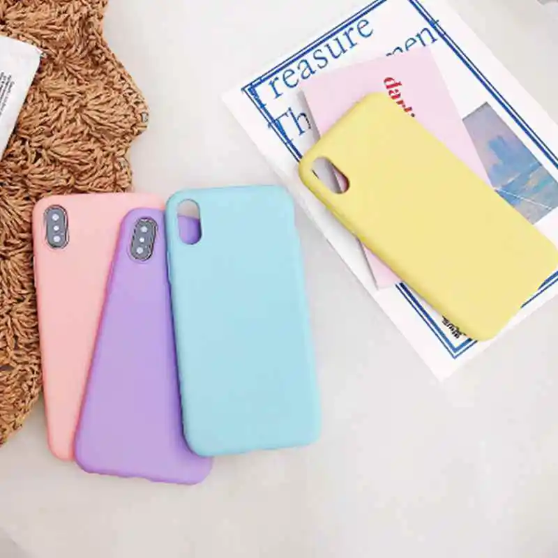 

Solid Color Silicone Couples Cases For iphone XR X XS Max 6 6S 7 8 Plus 11 11Pro Max Candy Color Soft Simple Fashion Phone Case