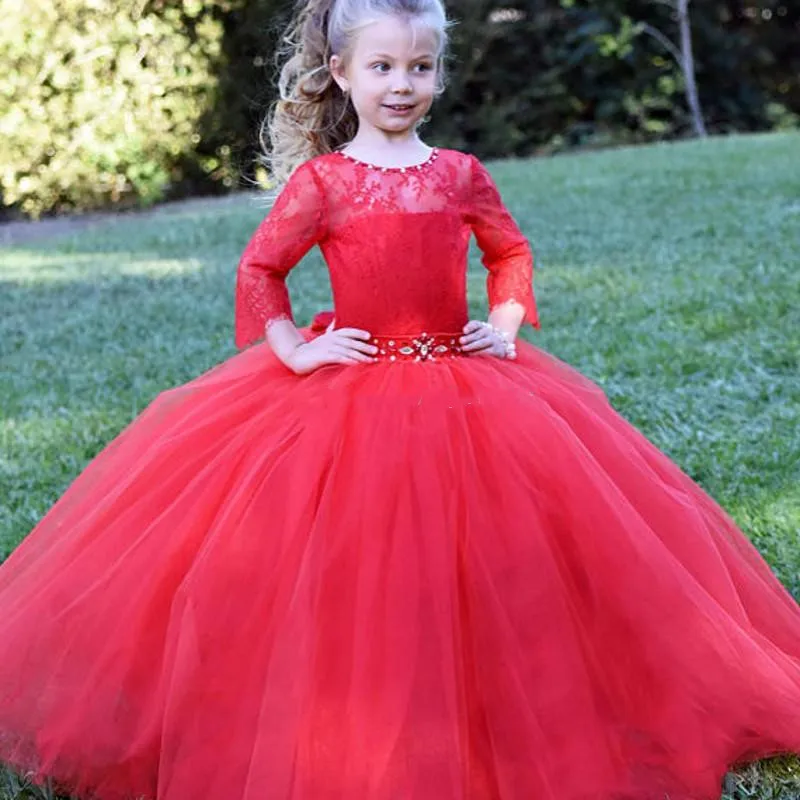 red-lace-long-sleeves-flower-girl-dress-for-wedding-party-tulle-o-neck-girls-pageant-party-gown-with-ribbon-birthday-dress