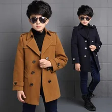 The New Cuhk Children's Coat Winter Coat Thickening of Woolen Cloth in the Fall and Winter of Long Dust Coat