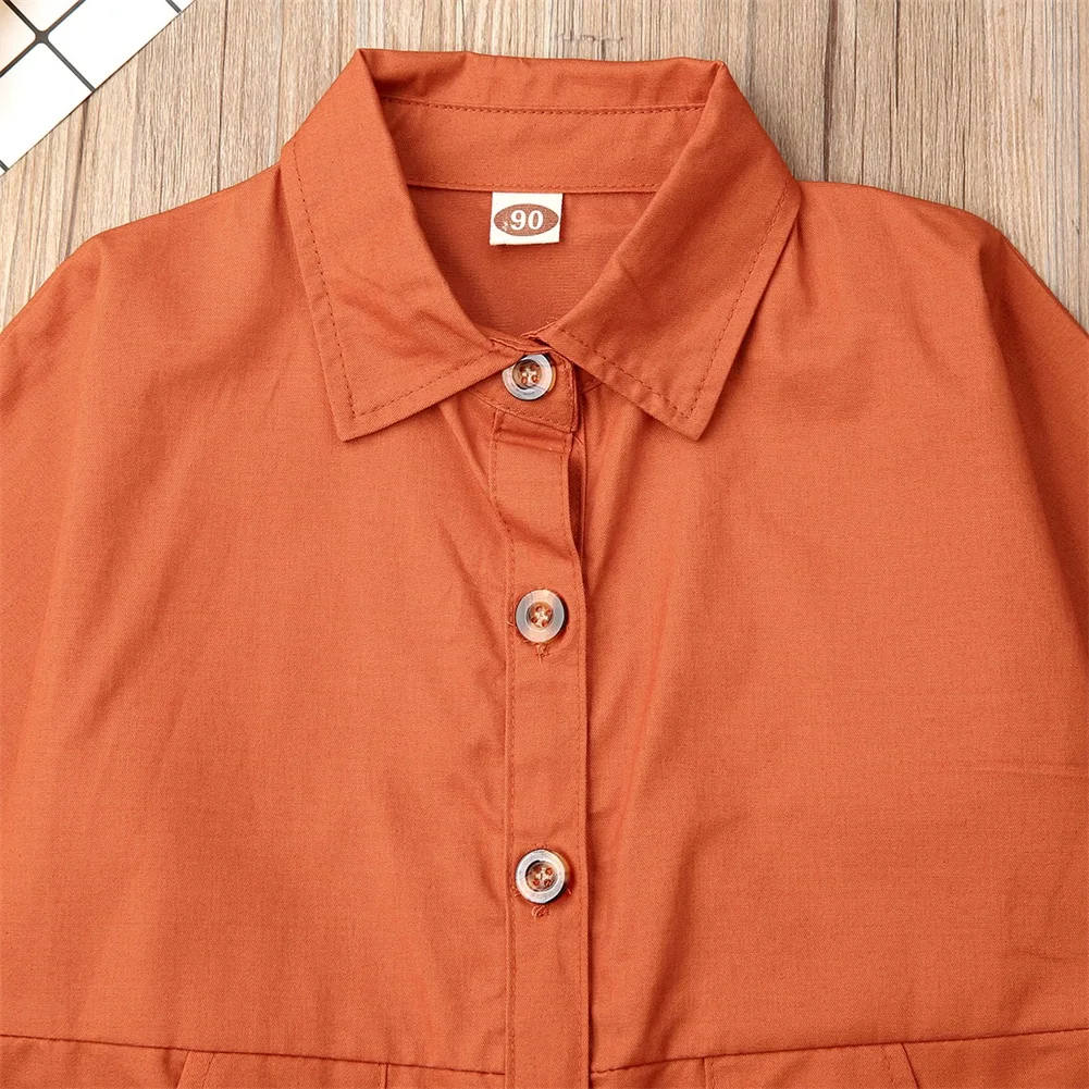 1-6Y Детский комбинезон для маленьких девочек; Однотонный Повседневный свободный цельный комбинезон с длинными рукавами; пляжный костюм; Одежда для девочек