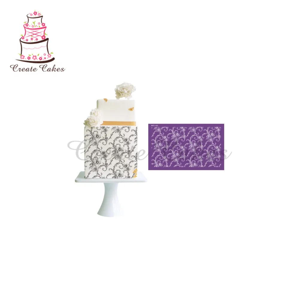 

Scroll Leaves Pattern Mesh Stencils Fabric Cake Stencil Template Chocolate Cake Mold Wedding Cake Decorating Tool Bakeware