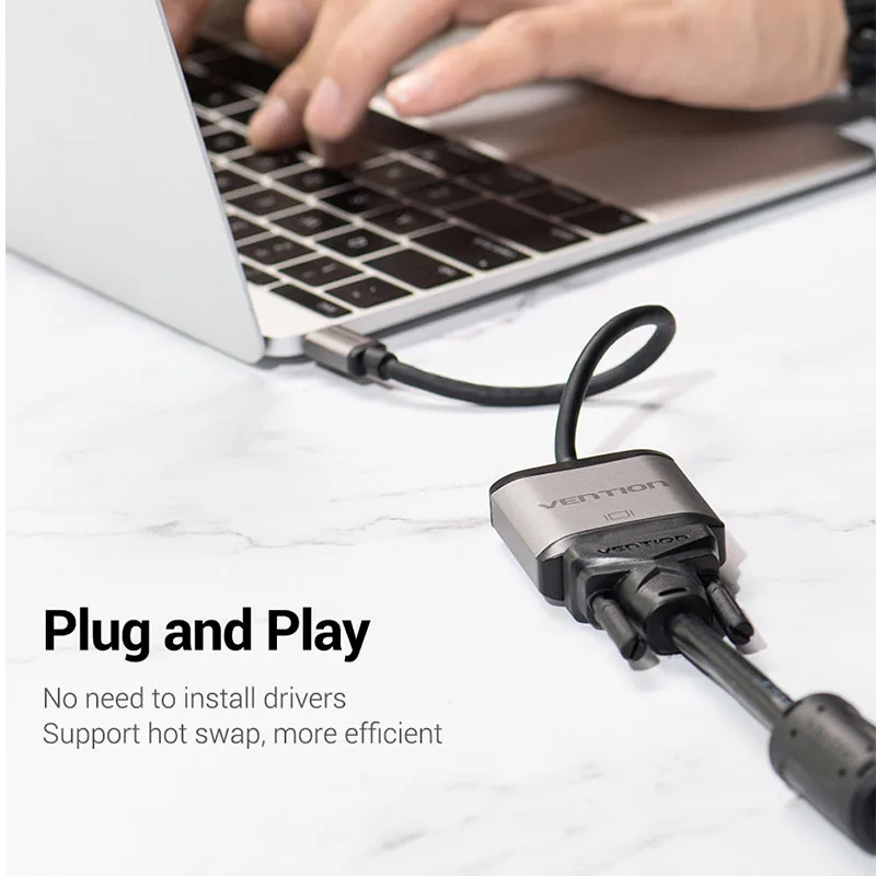 Vention USB C VGA адаптер Type c для 1080P 60 Гц Женский Для MacBook Pro ChromeBook Huawei Mate 10