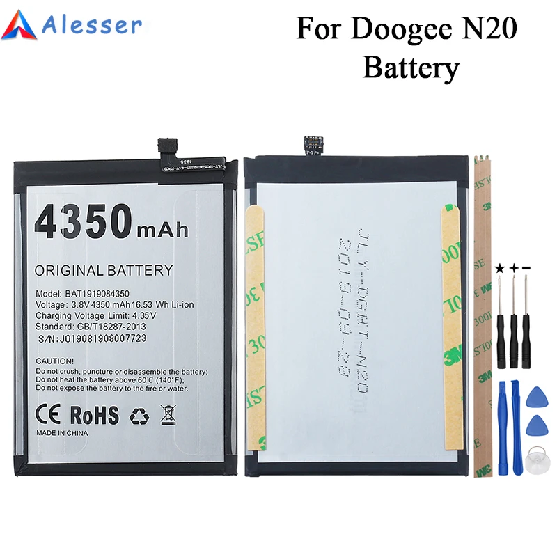 Alesser For Doogee N20 Battery 4350mAh New Replacement Accessory Accumulators For Doogee N20 Mobile Phone Batteria+ Tools
