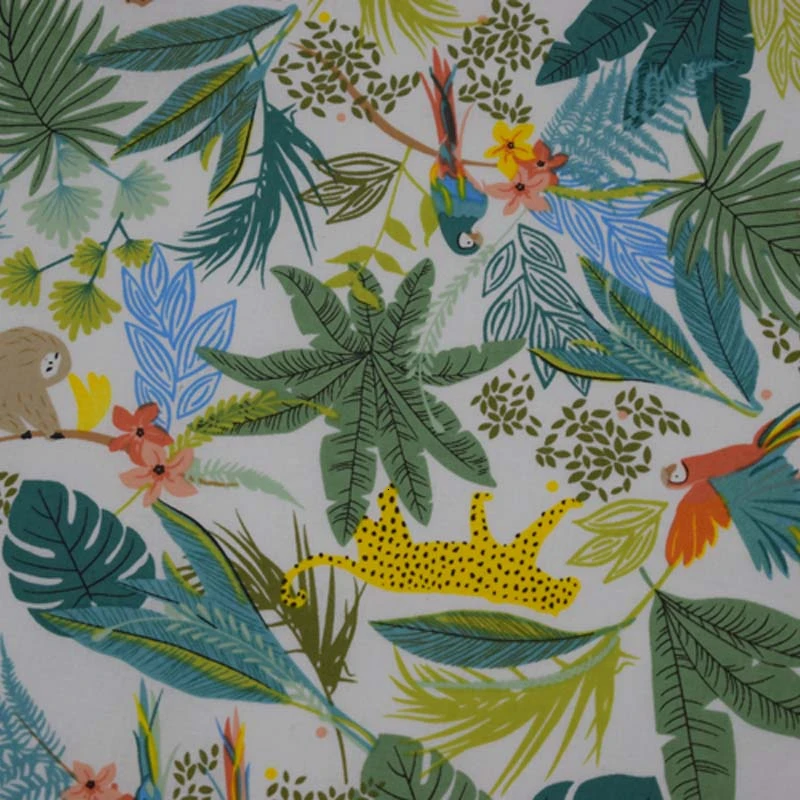 Белая Гавайская лесная хлопковая льняная ткань для рубашек платье Базен riche getzner telas por metro tissus tela stoffen tecidos