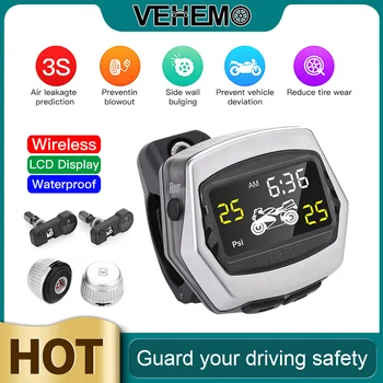 

☆VEHEMO ☆ 2020 TirePressure Monitoring Motorbike 2PCS Sensor TPMS Tire Pressure Monitoring System Tire Pressure Alarm Motorcycle