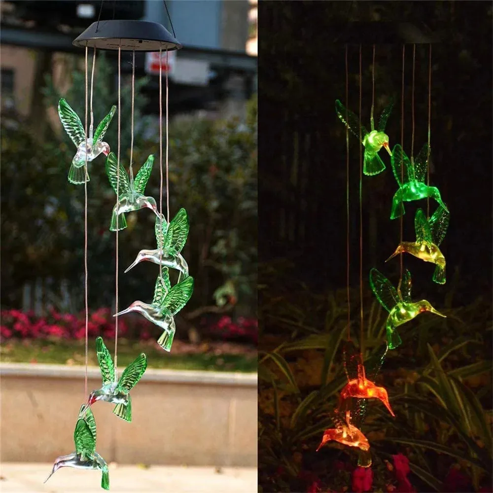 

6LED Solar Power Changeable Light IP65 Waterproof Colorful Butterfly Wind Chime Lamp for Home Outdoor Garden Yard Decoration