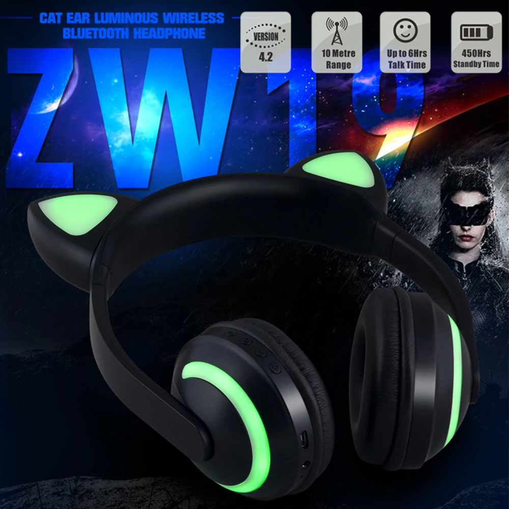 LED Backlit Bluetooth Gaming Headphone 3D Wireless Stereo Female Headset For Xiaomi Huawei PC Notebook Computer With HD Mic