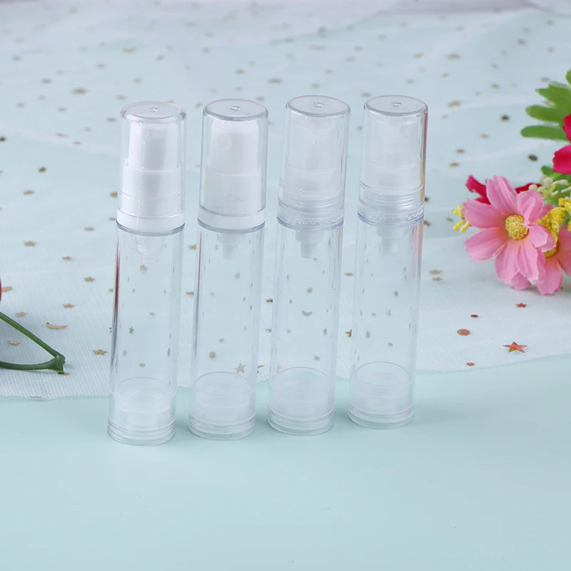 

2pcs Empty Airless Vacuum Pump Bottle Refillable Plastic Cream Lotion Bottle Travel Bottles 5/10/15ml Liquid Container