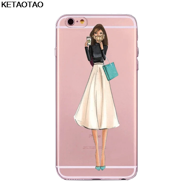 Красный KETAOTAO Горячая Мода девушка шоппинг телефон чехол s для iPhone 4S SE 5C 5S 6 6S 7 8 Plus X Чехол кристально чистый мягкий TPU чехол s - Цвет: Красный