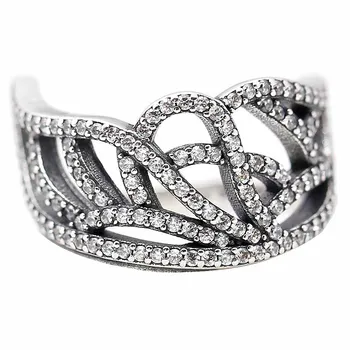 

Authentic 925 Sterling Silver Ring Openwork Butterfly wing silver ring With Crystal For Women Wedding Party Gift Fine Jewelry