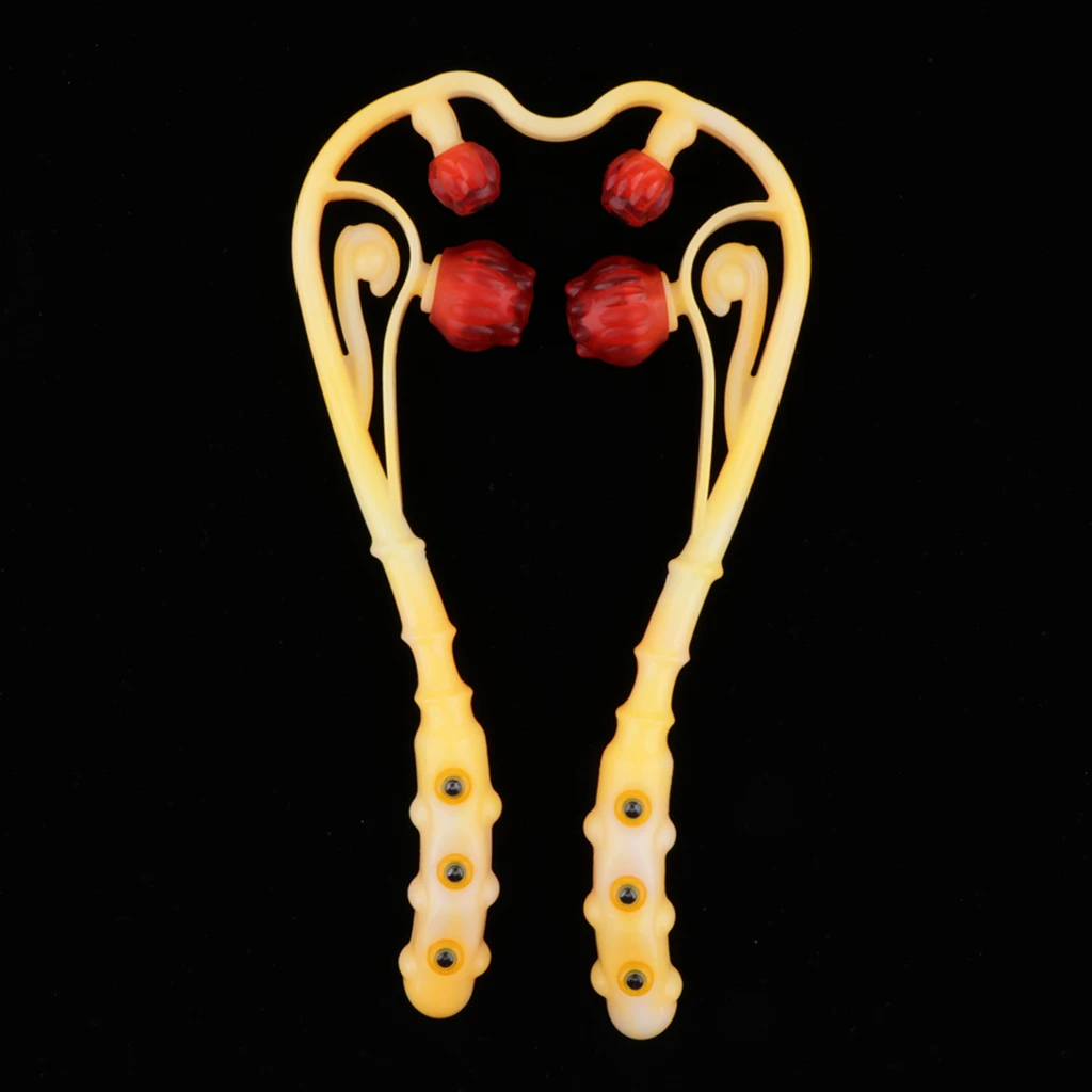 4 Ball Durable PP Manual Handheld Neck Shoulder Body Pain Stiffness Soreness Stress Fatigue Relief Stick Wand w/Anti-slip Handle