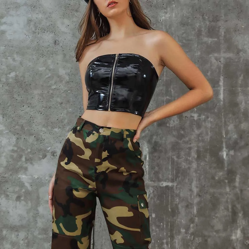 Feitong crop top Tee mujer festival женское летнее без рукавов на молнии Повседневная Свободная майка, одежда Camisole LS* D