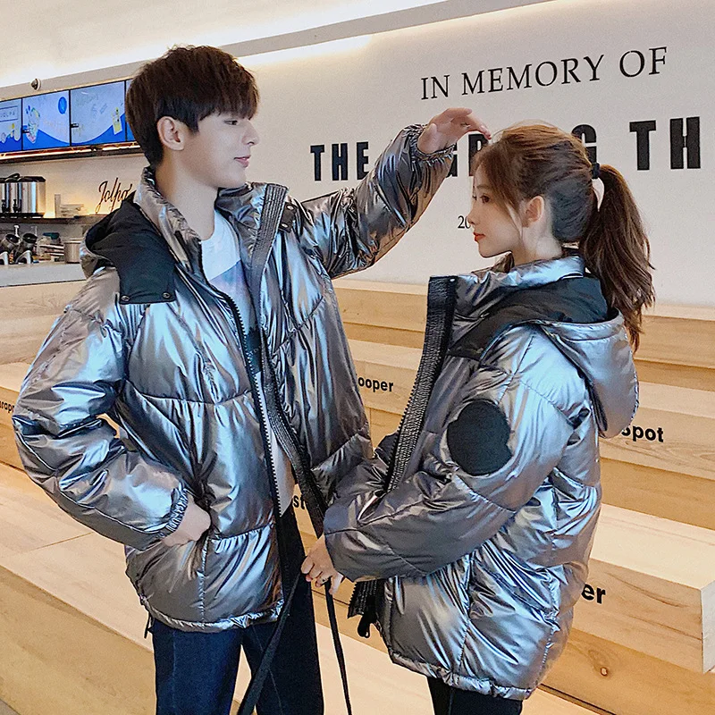 

Couples New Style down Jacket Women's Fashion Bright Surface down Coat INS Super Fire Cotton Coat Oversize Coat Fashion